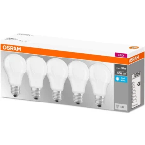 SET 5 becuri LED Osram, soclu E27, putere 8.5W, forma clasic, lumina alb, alimentare 220 - 240 V, "000004058075152632" (timbru verde 2.25 lei)
