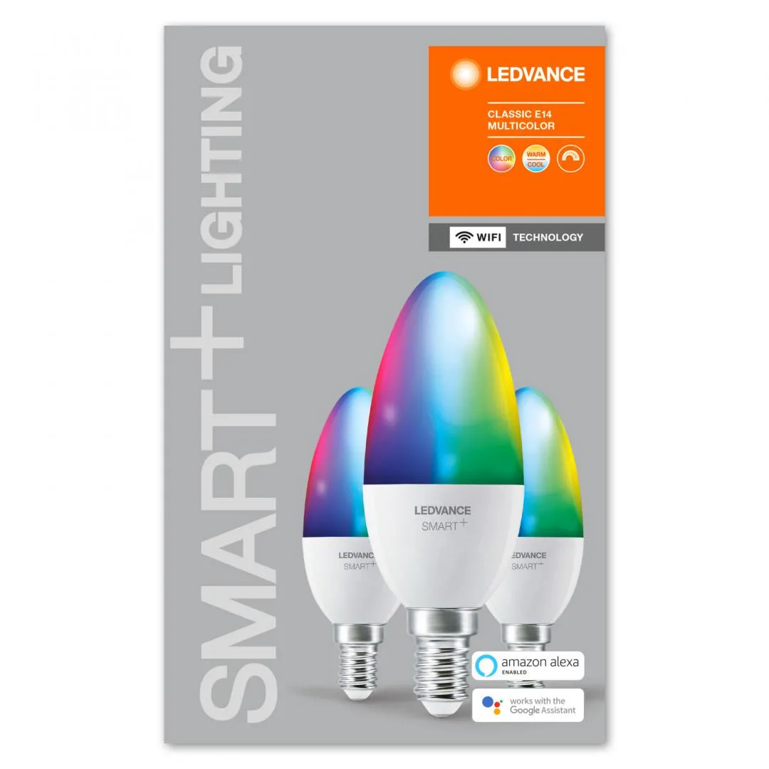 SET 3 becuri smart LED Osram, soclu E27, putere 5W, forma lumanare, lumina multicolora, alimentare 220 - 240 V, "000004058075485938" (timbru verde 1.35 lei) - imagine 3