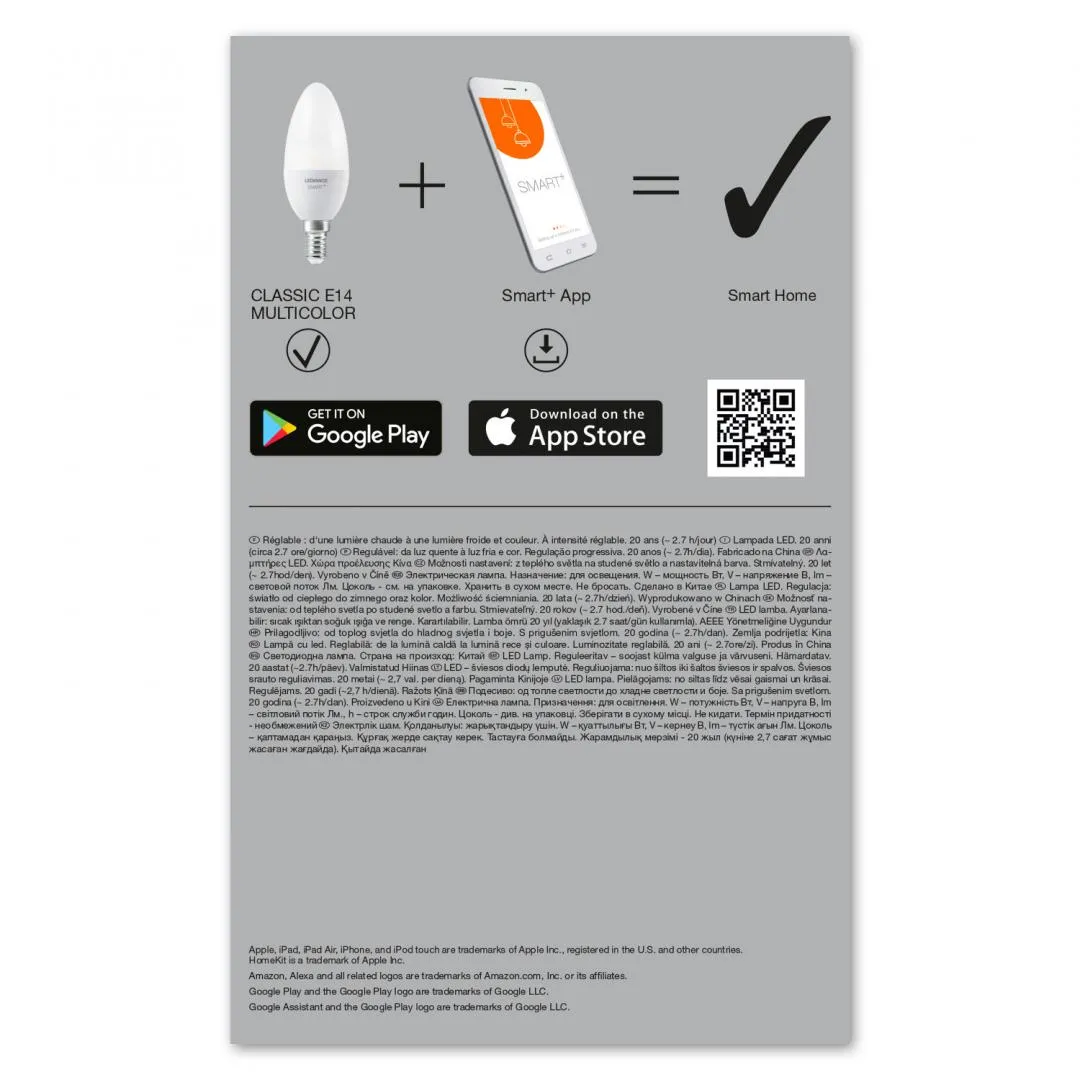 SET 3 becuri smart LED Osram, soclu E27, putere 5W, forma lumanare, lumina multicolora, alimentare 220 - 240 V, "000004058075485938" (timbru verde 1.35 lei) - imagine 4