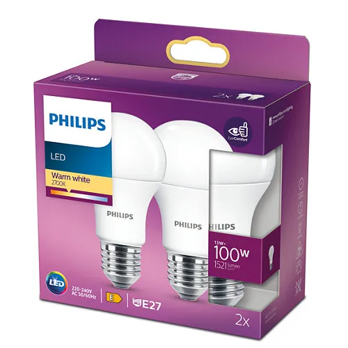 BEC LED Philips, soclu E27, putere 13W, forma clasic, lumina alb calda, alimentare 220 - 240 V, "000008718699770228" (timbru verde 0.45 lei) - imagine 2