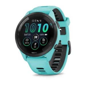 Smartwatch Garmin Forerunner 265, GPS, 46mm, Ecran AMOLED 1.3", Bluetooth, Wi-Fi, ANT+, Autonomie 13 zile, Monitorizre avansata activitati, 5 ATM (Albastru/Negru) "010-02810-12" (timbru verde 0.18 lei)