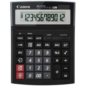 Calculator de birou CANON, WS-1210THB, ecran 12 digiti, alimentare solara si baterie, display LCD, functie business, tax si conversie moneda, NEGRU, "0694B001AA" (timbru verde 0.18 lei)