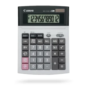 Calculator de birou CANON, WS-1210THB, ecran 12 digiti, alimentare solara si baterie, display LCD, functie business, tax si conversie moneda, GRI, "0694B001AC" (timbru verde 0.18 lei)