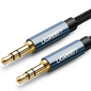 CABLU audio Ugreen, "AV112" stereo (3.5 mm jack T/T), conectori auriti, 1m, braided, albastru "10685" (timbru verde 0.18 lei) - 6957303816859