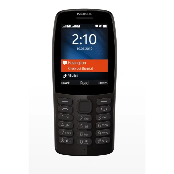 Telefon cu butoane, NOKIA, "210" ecran 2.4 inch, dual sim, rez. camera 0.3 Mpix, memorie interna 16 MB, 2G, OEM, acumulator 1020 mAh, negru, "16OTRB01A06" (timbru verde 0.45 lei)