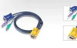 CABLU KVM ATEN, convertor Serial la Video  + PS/2, conector 1: SPHD-15 (T); conector 2: VGA (T), PS/2 x 2, "2L-5202P" (timbru verde 0.8 lei)