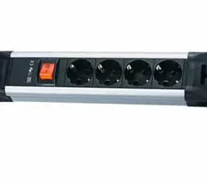 PRELUNGITOR Bachmann, Schuko x 4, conectare prin Schuko (T), cablu 2 m, protectie copii, negru | argintiu, "330.100R" (timbru verde 0.18 lei)