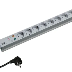 PDU BACHMANN, 1U pt. rack 19 inch, 8 prize Schuko, intrare Schuko, max 16 A, cablu 2 m, gri, "333.404" (timbru verde 4 lei)