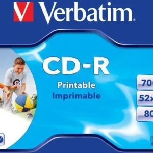 CD-R VERBATIM  700MB, 80min, viteza 52x, set 10 buc, Jewel case, printabil, "AZO Wide Inkjet Printable" "43325"
