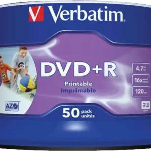 DVD+R VERBATIM  4.7GB, 120min, viteza 16x, 50 buc, Single Layer, spindle, printabil, "Wide Inkjet Printable" "43512"
