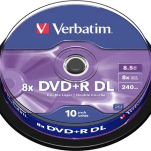 DVD+R VERBATIM  8.5GB, 240min, viteza 8x, 10 buc, Double Layer, spindle, "Matt Silver" "43666"