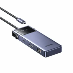 DOCKING Station Ugreen, "CM511" conectare PC USB Type-C, USB 3.0 x 3|HDMI x 1/4K/60Hz|RJ-45 Gigabit x 1|USB Type C x 1 PD 100W, aluminiu, gri "45155" (timbru verde 0.8 lei)