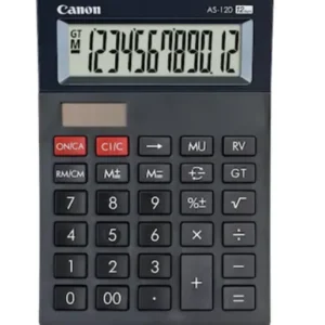 Calculator de birou CANON, AS-120 II, ecran 12 digiti, alimentare solara si baterie, negru, "4722C003AA" (timbru verde 0.18 lei)