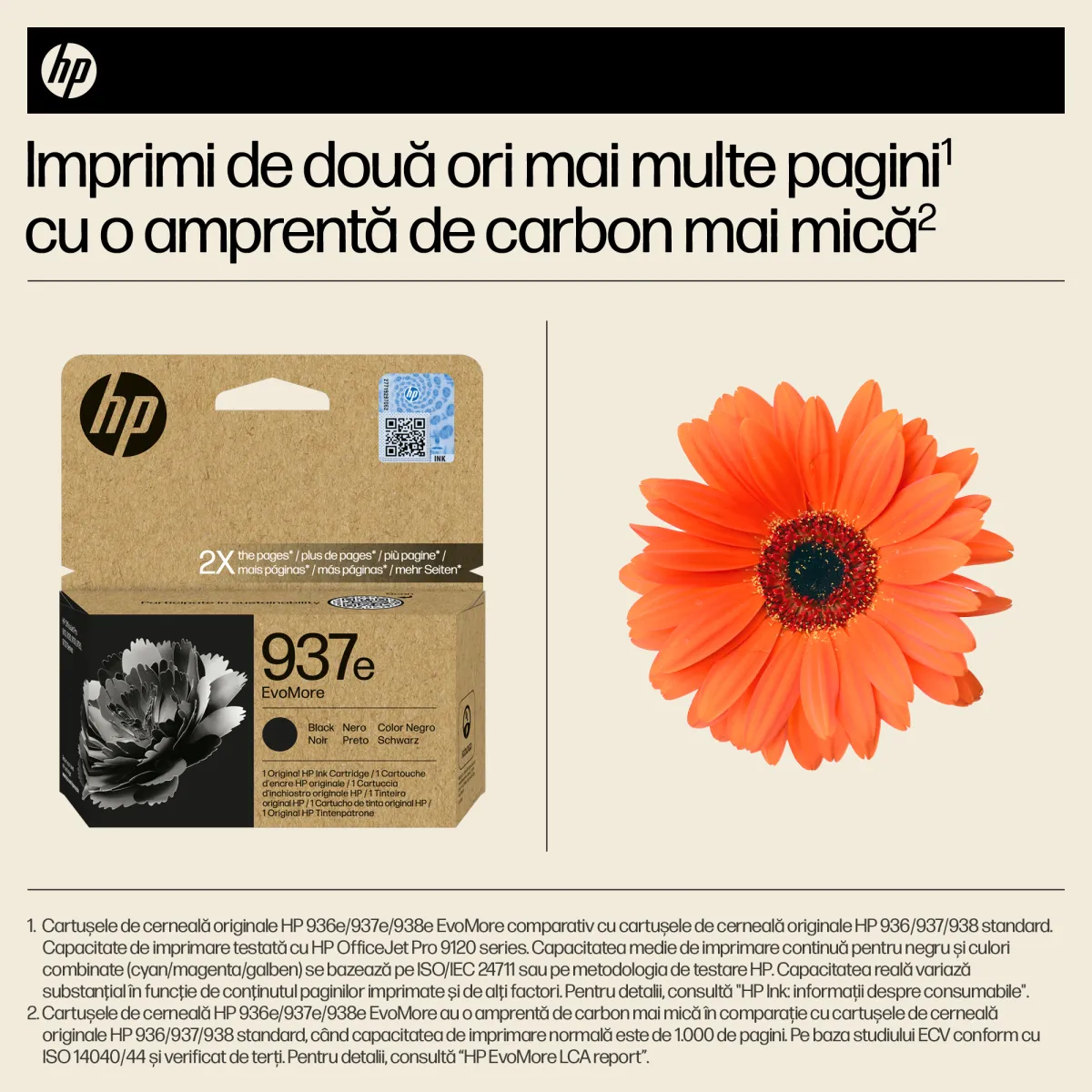Cartus Cerneala Original HP Black, nr.937e, pentru OJ PRO 9110|9120|9130|9720|9730, 2.5K, incl.TV 0.8 lei)"4S6W9NE" - imagine 2