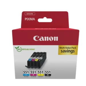 Combo-Pack Original Canon CMYK, CLI-551, pentru Pixma IP-7250|8750|IX-6850|MG-5450|5550|5650|6350|6450|6650|7150|7550|MX-725|925, 7ml, (timbru verde 0.60 lei), "6509B015AA"