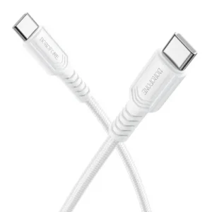 CABLU alimentare si date Borofone "BX116", Fast Charging Data Cable pt. smartphone, USB Type-C la USB Type-C, 60W, 1m, alb "6941991119842" (timbru verde 0.18 lei)