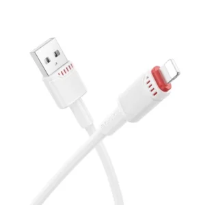 CABLU alimentare si date Borofone "BX110", Fast Charging Data Cable pt. smartphone, USB la Iphone Lightning, 2.4A, 1m, alb "6941991120718" (timbru verde 0.18 lei)