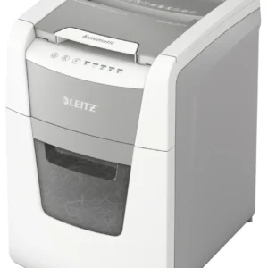 Distrugator automat documente Leitz IQ  Small Office , 100 coli, P4, cross-cut (tip confeti), cos  34 litri, alb-gri, Leitz "80110000" (timbru verde 40 lei)