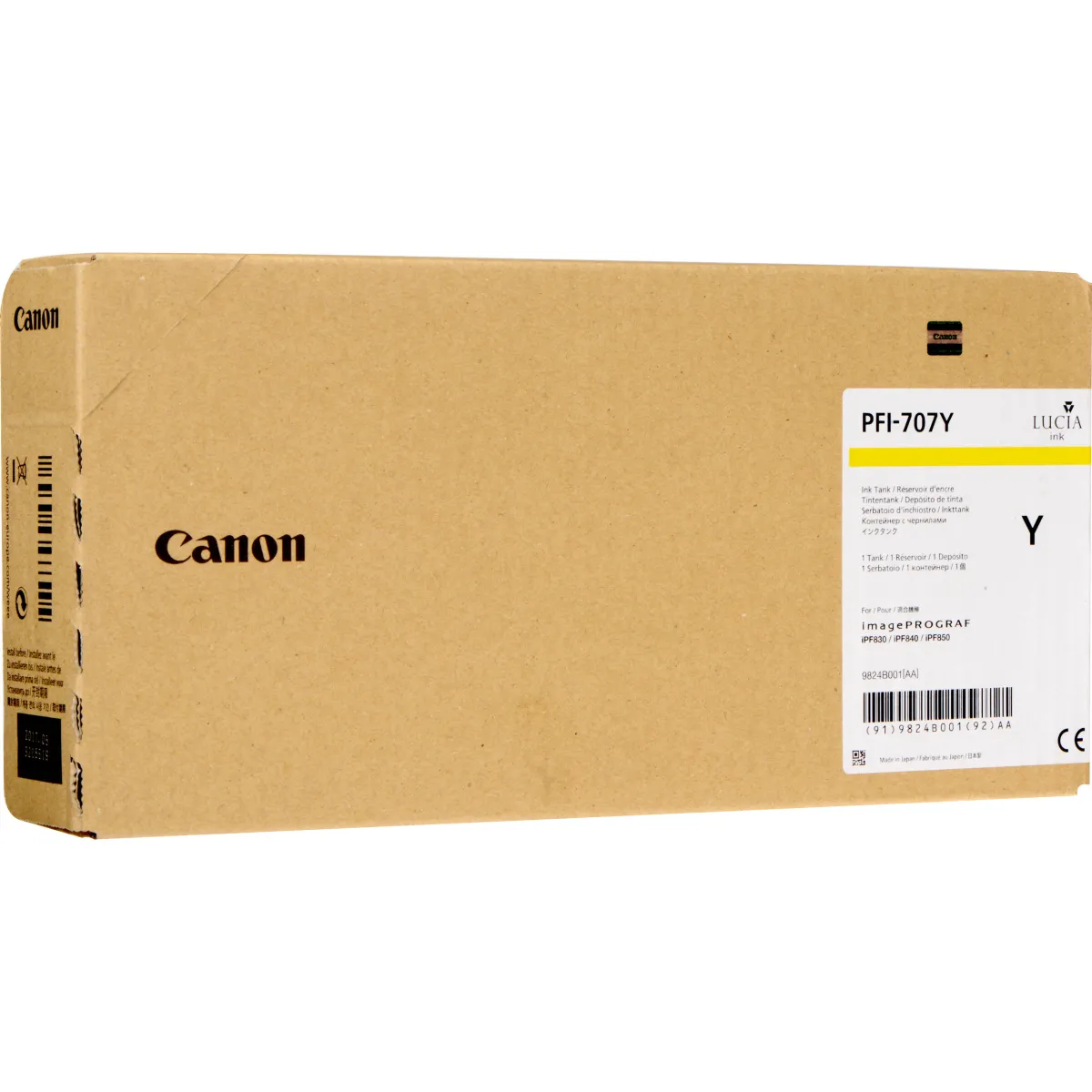 Cartus Cerneala Original Canon Yellow, PFI-707Y, pentru IPF 810|IPF 815|IPF 820|IPF 825, 700ml, (timbru verde 1.2 lei),NOPP, "9824B001AA"