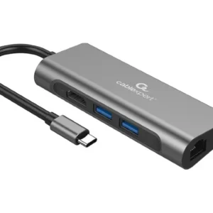 DOCKING Station Gembird universal, 5-in-1, conectare PC USB Type C, USB-C x 1, USB-A 3.1 x 3, porturi video HDMI x 1, PD 100 W, Audio, argintiu, "A-CM-COMBO5-05" (timbru verde 0.18 lei)