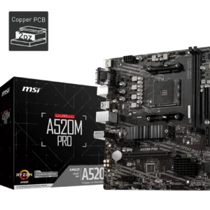 PLACA de BAZA MSI "A520M PRO", skt AM4, mATX, AMD A520, 2 x DDR4, max. 64 GB, 4 x SATA, 1 x M.2, 7.1, "A520M PRO"