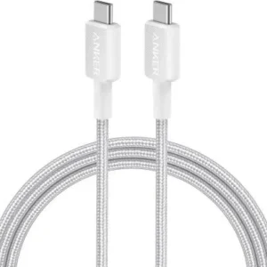 Cablu alimentare si date Anker, USB Type-C (T) la USB Type-C (T), 0.9m rata transfer 480 Mbps, 60W, invelis nylon, braided, alb, "A81F5G21" (timbru verde 0.03 lei) - 0848061019612