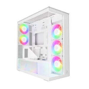 CARCASA Arctic "Xtender VG Wh", mid tower, max 8xfan, 3x P14 Pro R A-RGB si 2x P12 Pro A-RGB instalate, shroud 24 LED ARGB, USB-C x 1, USB 3.2 x 2, audio+mic, 7 sloturi exp, GPU vertical, riser PCIe 4.0, alb, "ACPCC00017A" (timbru verde 0.4lei)
