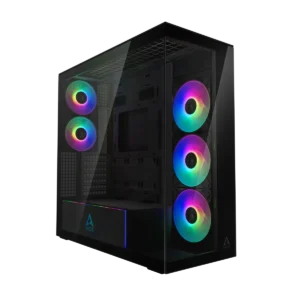 CARCASA Arctic "Xtender Mirror BK", mid tower, max 8xfan, 3xP14 ProR ARGB si 2xP12Pro ARGB instalate, PSU shroud 24 LED ARGB, USB-C x 1, USB 3.2 x 2, audio+mic, 7 sloturi expans, negru, "ACPCC00018A" (timbru verde 0.4lei)