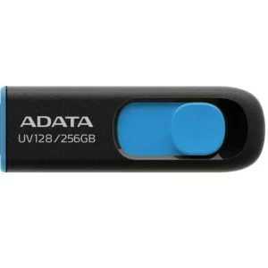 MEMORIE USB 3.2 ADATA 256GB, retractabila, carcasa plastic, negru / albastru, "AUV128-256G-RBE" (timbru verde 0.03 lei)