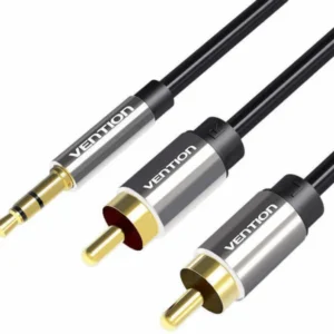 Adaptor audio Vention, Jack 3.5mm (T) la 2 x RCA M 3.5mm, 2m, conectori auriti, negru "BCFBH" (timbru verde 0.08 lei)