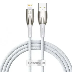 CABLU alimentare si date Baseus Glimmer, Fast Charging Data Cable pt. smartphone, USB la Iphone Lightning, 1m, alb "CADH000202" (timbru verde 0.08 lei) - 6932172617929