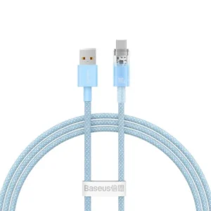 CABLU alimentare si date Baseus Explorer, Fast Charging Data Cable pt. smartphone, USB la USB Type-C 100W, senzor de temperatura, braided, 2m, albastru "CATS010503" (timbru verde 0.08 lei) - 6932172629175