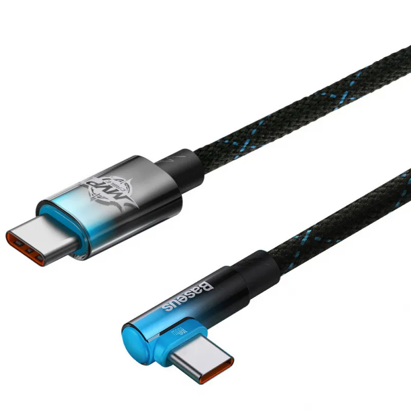CABLU alimentare si date Baseus MVP 2,Fast Charging Data Cable pt. smartphone,USB Type-C la USB Type-C 100W,unghi 90 grade,brodat,2m, negru+albastru "CAVP000721" (timbru verde 0.18 lei)-6932172612481 - imagine 2