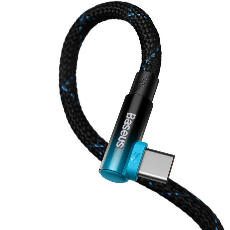 CABLU alimentare si date Baseus MVP 2,Fast Charging Data Cable pt. smartphone,USB Type-C la USB Type-C 100W,unghi 90 grade,brodat,2m, negru+albastru "CAVP000721" (timbru verde 0.18 lei)-6932172612481 - imagine 3