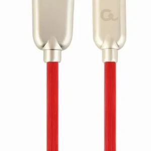 CABLU alimentare si date GEMBIRD, pt. smartphone, USB 2.0 (T) la USB 2.0 Type-C (T), 2m, premium, cablu din cauciuc, rosu, conectori argintii, "CC-USB2R-AMCM-2M-R" (timbru verde 0.08 lei)