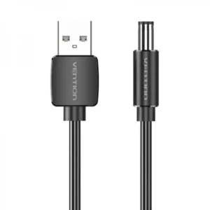 Cablu alimentare Vention, USB 2.0 (T) la DC 5.5mm (T), 1m, 5V, 3A, PVC, negru, "CEYBF" (timbru verde 0.08 lei) -6922794757677