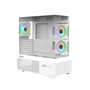 CARCASA Zalman "CHRONIX", middle tower, gaming, fara sursa, suporta 9xfan, 3xfan inclus, PSU shroud, USB Type-C x 1, USBx2, audio+mic, 7 sloturi expansiune, alb, "CHRONIX White" (timbru verde 0.24lei)