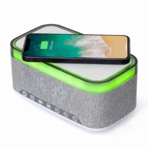CEAS digital + Boxa + ALIMENTATOR wireless GEMBIRD, Bluetooth V5.0, 2 x 5W, 1200mAh, RGB lights, Functii: FM/TF/USB/AUX/ora/alarma, black/grey, "DAC-SPKBT-QC15-BK" (timbru verde 0.18 lei)
