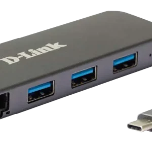 HUB extern D-LINK, porturi 3 x SuperSpeed USB 3.0, 1 x USB-C with data sync & PD 60W, 1 x RJ-45 Gigabit, conec prin USB Type C, cablu 10 cm, metalic, argintiu "DUB-2334" (timbru verde 0.8 lei)