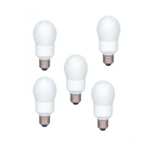 SET 5 becuri fluorescent Panasonic, soclu E27, putere 18W, forma oval, lumina alb rece, alimentare 220 - 240 V, "EFA18E65HD-5" (timbru verde 2.25 lei)
