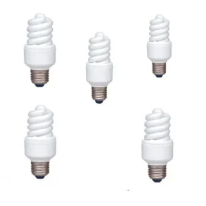 SET 5 becuri fluorescent Panasonic, soclu E27, putere 13W, forma spirala, lumina alb rece, alimentare 220 - 240 V, "EFD13E672V-5" (timbru verde 2.25 lei)