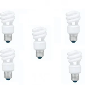 SET 5 becuri fluorescent Panasonic, soclu E27, putere 8W, forma spirala, lumina alb rece, alimentare 220 - 240 V, "EFD8E65HD3E-5" (timbru verde 2.25 lei)