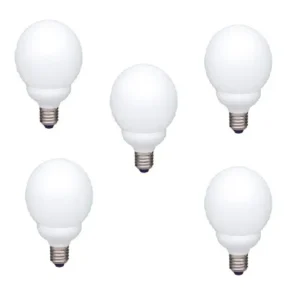 SET 5 becuri fluorescent Panasonic, soclu E27, putere 13W, forma sferic, lumina alb rece, alimentare 220 - 240 V, "EFG13E672V-5" (timbru verde 2.25 lei)