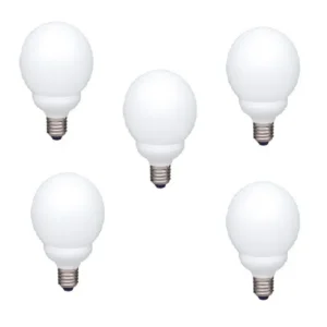 SET 5 becuri fluorescent Panasonic, soclu E27, putere 18W, forma sferic, lumina alb calda, alimentare 220 - 240 V, "EFG18E27HD-5" (timbru verde 2.25 lei)