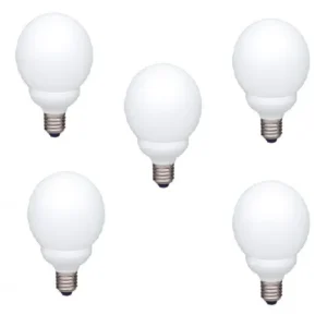 SET 5 becuri fluorescent Panasonic, soclu E27, putere 18W, forma oval, lumina alb rece, alimentare 220 - 240 V, "EFG18E65HD-5" (timbru verde 2.25 lei)