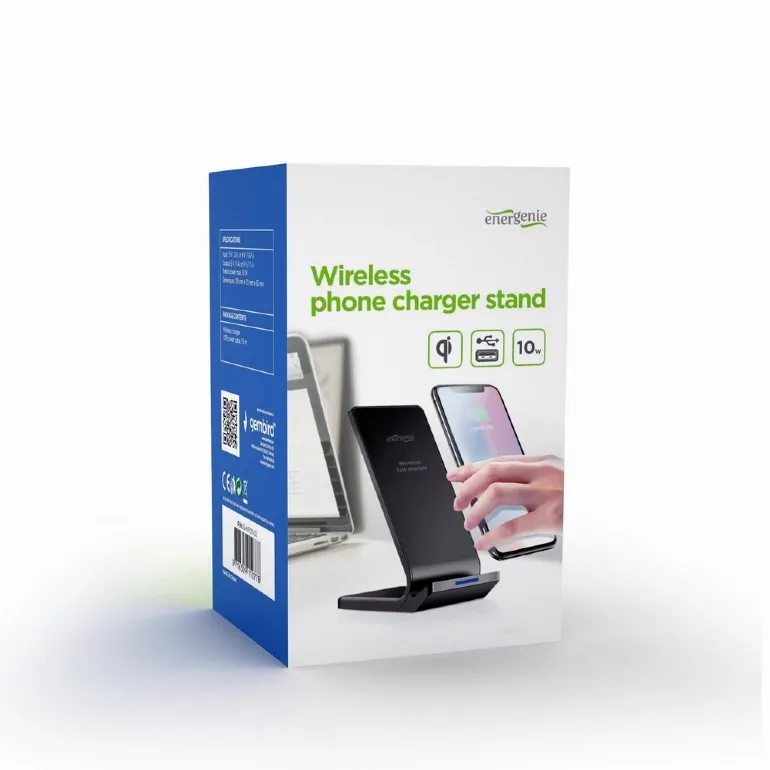 ALIMENTATOR wireless GEMBIRD, compatibil cu tel. certificate Qi, 10W, intrare 5V/2A sau 9V/1.67A, iesire 5V/1A sau 9V/1.1A, de tip stand, negru, "EG-WPC10-02" (timbru verde 0.18 lei) - imagine 3