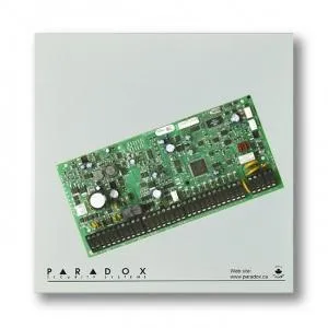 CENTRALA alarma PARADOX, 2x8 zone pe placa sau 192 zone adresabile si 8 partitii, 999 utilizatori, cutie inclusa, "EVO192PCB+CUTIEMET" (timbru verde 0.8 lei)