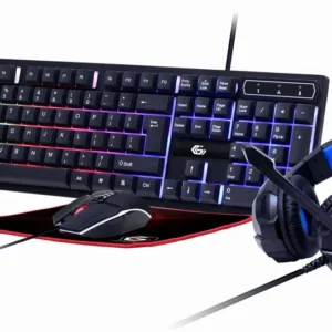 KIT 4-in-1 GEMBIRD, gaming, cu fir, tastatura 104 taste + mouse 2400dpi 6 butoane + casti cu mic 2x3.5" + pad 300x250mm, backlight, USB, black "Ghost" "GGS-UMGL4-02" (timbru verde 0.8 lei)