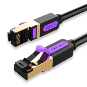 Patch cord SFTP Vention, Cat. 7, RJ-45 (T) la RJ-45 (T), 5m, AWG 28, 10Gbps, ecranat, conectori auriti, negru, "ICDBJ" (timbru verde 0.08 lei) - 6922794741812