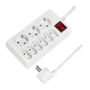 PRELUNGITOR LOGILINK, Schuko x 3 + Euro skt x 6, cablu 3G 1.5mm2, 230 V/16 A, 50 Hz, max. 3500 W, buton intrerupator iluminat, IP20, 1.5m, alb, "LPS201" (timbru verde 0.8 lei)